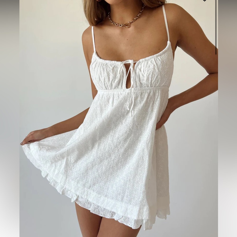 Princess Polly Empress of Love Mini Dress in White Embroidery